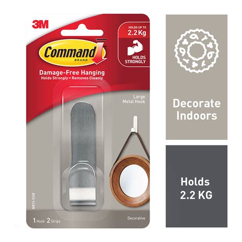 Command Large Adhesive Metal Hook - 1 Pack - Bunnings Australia