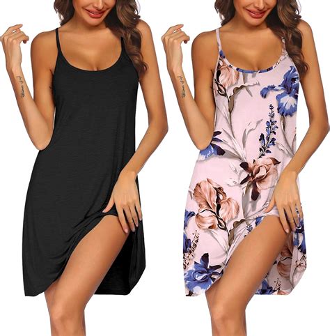 Ekouaer 2 Pack Nightgown for Womens Nightshirt Sleepwear Sleep Tank ...
