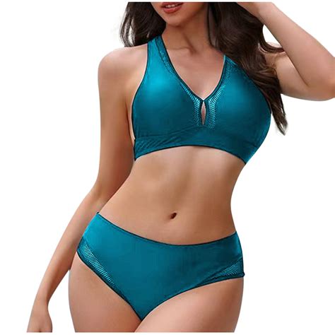 Bigersell Women's 2 Piece Bikini Sets, Trendy Keyhole Full-Figure Bras ...