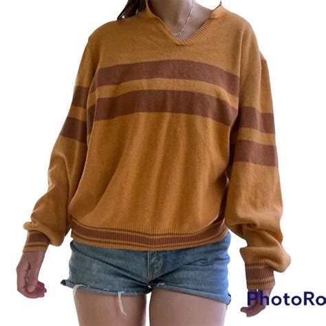 Super cute burnt orange pullover sweater with two... - Depop