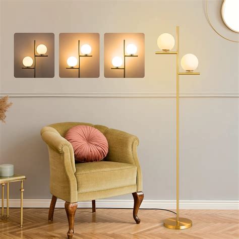 EDISHINE 67.5in Mid Century Modern Globe Floor Lamp, Upgraded Dimmable ...
