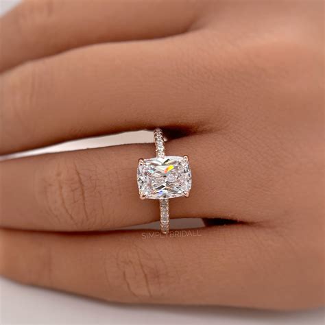 2.50 Elongated Cushion Cut Moissanite Engagement Ring, Solitaire Long ...