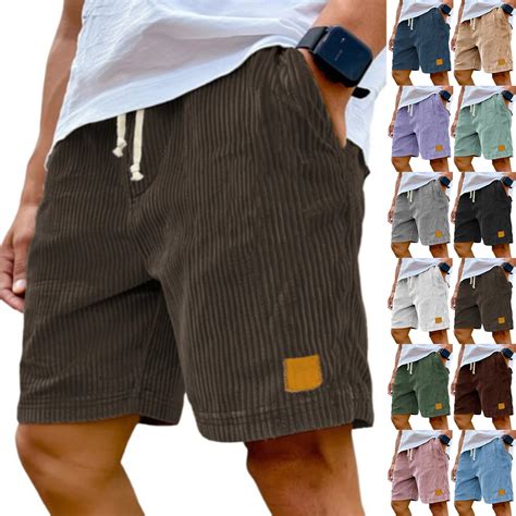 BRDFRL Men's Corduroy Shorts 5 Inch Inseam Drawstring Elastic Waist ...