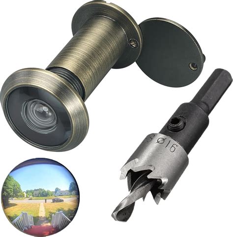 TOGU 220-degree Solid Brass Peep Holes for Door with 16mm Drill Bit, 0.63 inch Door Peephole ...