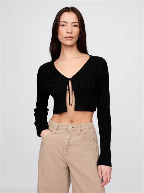100% Cotton Tie-Front Crop Cardigan | Gap