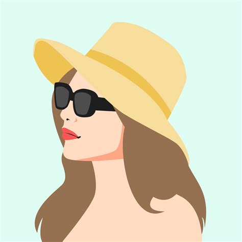 beautiful girl face portrait. woman wearing beach hat and sunglasses ...