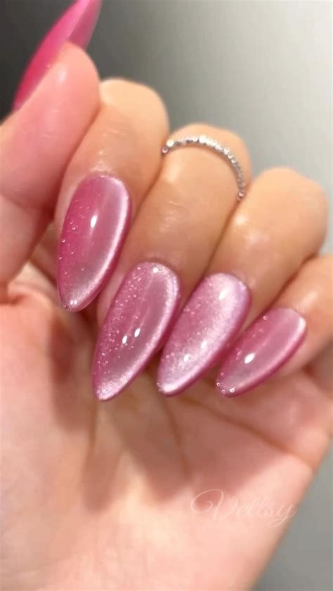 Pink Smooth Velvet Nails in 2024 | Velvet nails, Cat eye nails polish ...