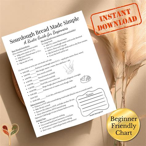Sourdough Bread Chart for Beginners Printable Rustic Sourdough Timeline ...