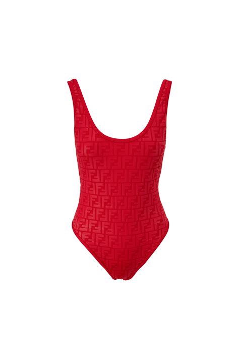 Fendi - Red Embossed FF Bathing Suit | Mitchell Stores