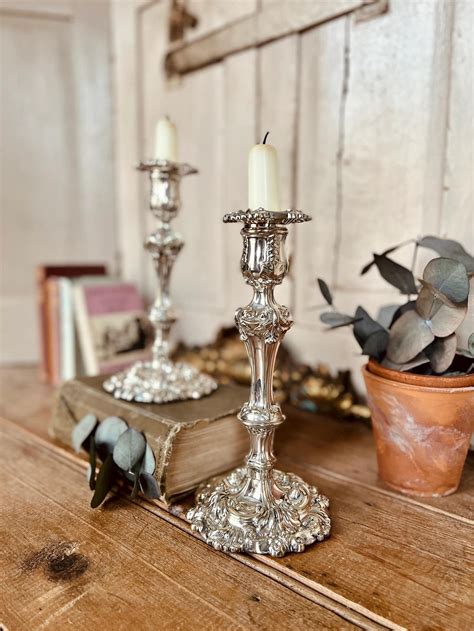 Antique Pair Sterling Silver Candlesticks 1901 Corinthian Column Candle ...