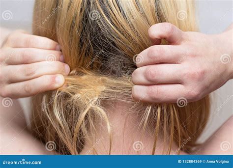 Woman is Trying To Untangle a Hair Tuft Stock Image - Image of hair ...