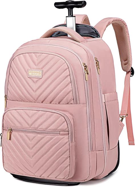 Amazon.com: Vessgra Rolling Backpack for Women Adults with wheels ...