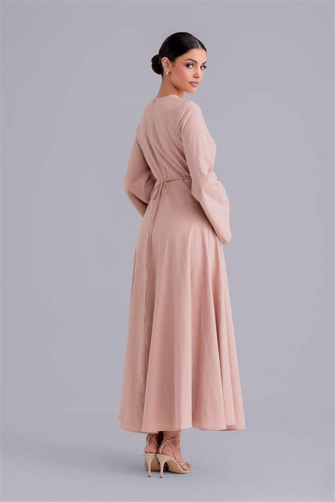 Yasamine Long Sleeve Linen Dress - Petal Pink – Zahraa The Label