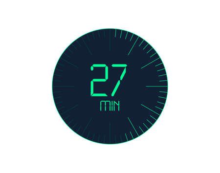 27 min Timer icon, 27 minutes digital timer. Clock and watch, timer ...