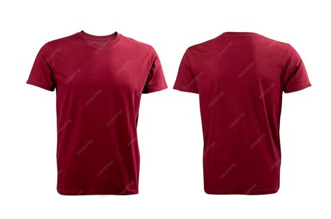 Premium Photo | Plain maroon tshirt mockup template isolated over white ...