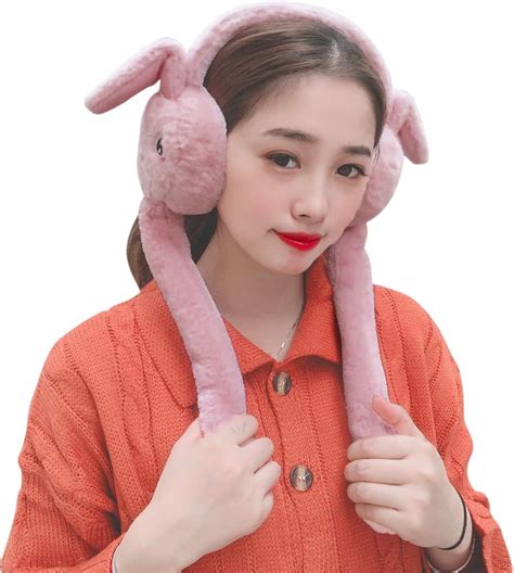 Winter Plush Earmuffs with Moving Ears Cute Ear Warmers Outdoor ...