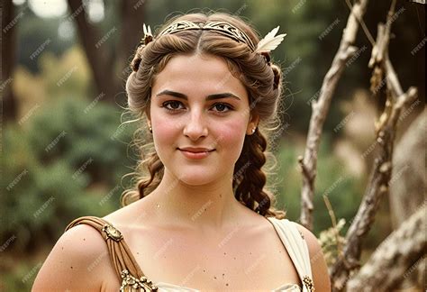 Graphic Presenting Portrait of Artemis Greek goddess of the hunt ...