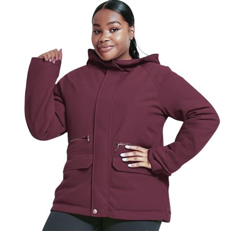 Size 20-24 / 4XL - Rojo Wilder Women's Plus Size Ski Jacket Burgundy