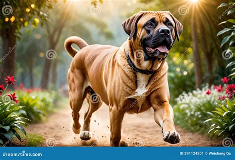 A Lively and Adorable Brazilian Mastiff Dog is Happily Running in the ...