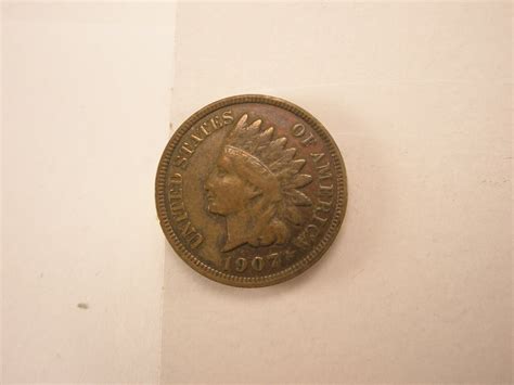 1907 US One Cent Coin Copper Penny Vintage TINY SMALL… - Gem