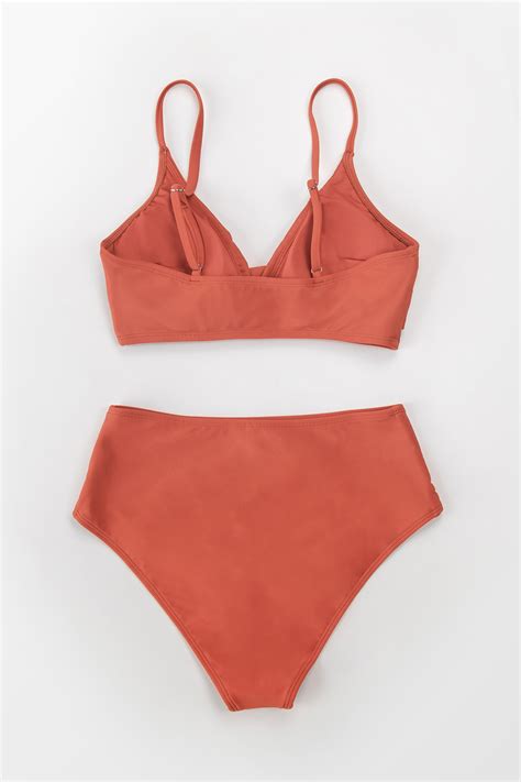 Marsala Twist High Waisted Bikini