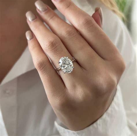 5 Carat Oval Lab Grown Diamond Solitaire Ring / Classic Cathedral 5CT ...