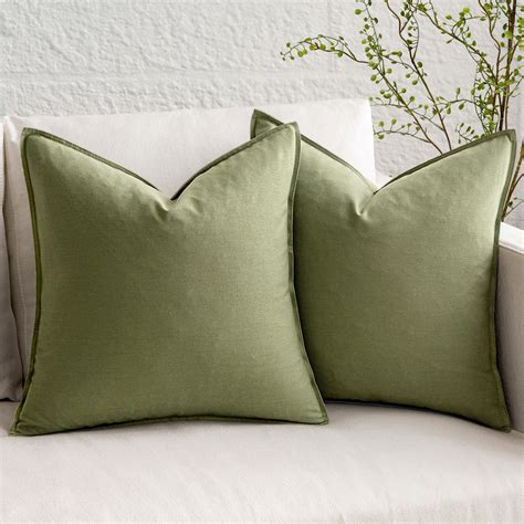 Amazon.com: MIULEE Pack of 2 Sage Green Pillow Covers 18x18 Inch ...