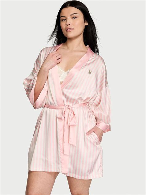 Pink Iconic Stripe Satin Robe | Victoria's Secret UK