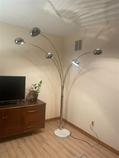 Vintage Lamp Mid Century Chrome Five Arm Arc Floor Lamp With White ...