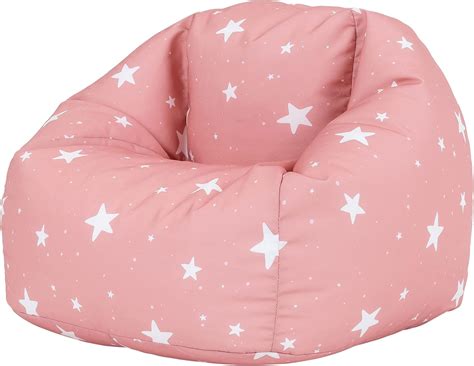 icon Kids Bean Bag Chair, Pink Stars, Large Indoor Outdoor Bean Bag ...
