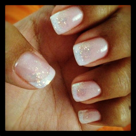 Shellac French tip and glitter | Shellac nail designs, French tip nail ...
