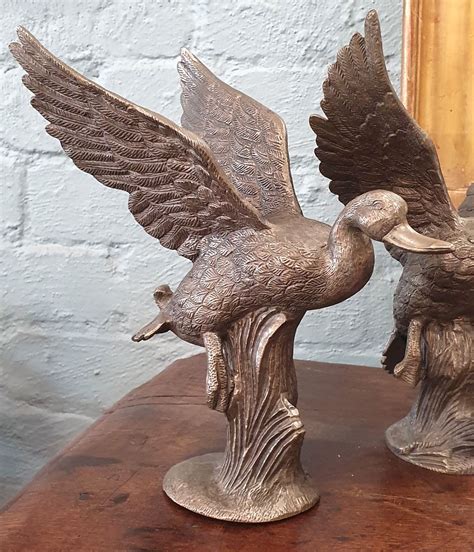 A pair of French Spelter Ducks