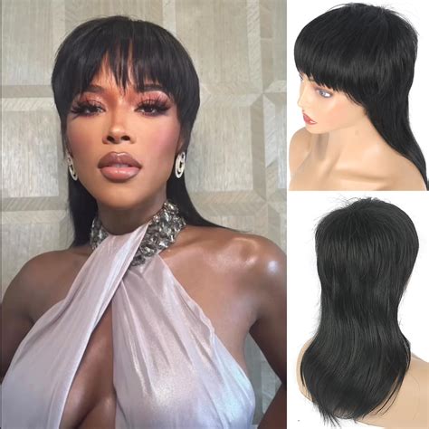 Amazon.com : Matthia 80s 90s Mullet Wigs Pixie Cut Wigs with Bangs for ...