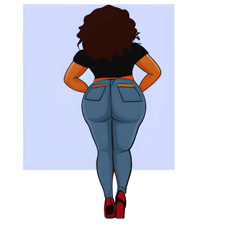 Black Woman with Big Butt and Small Waist Walking Away · Creative Fabrica