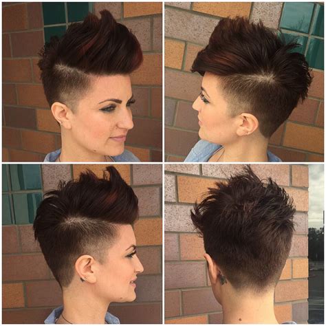 Brunette Undercut Faux Hawk Pixie with Burgundy Highlights - The Latest ...