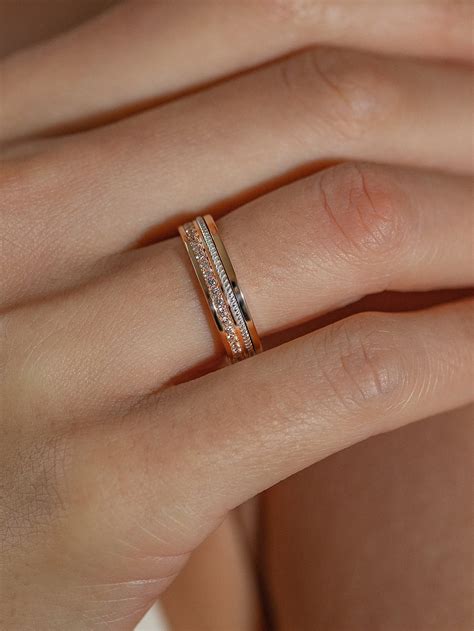 Unique Gold Women's Wedding Band. Gold Wedding Ring for Women. Two-tone ...