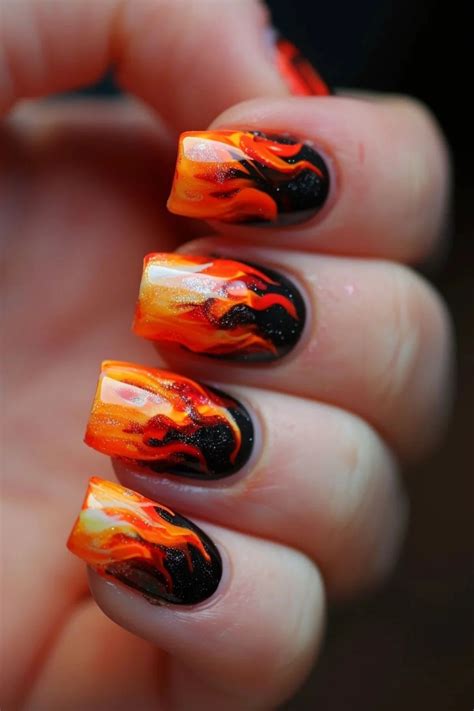 30 Flame Nail Designs to Heat Up Your Look | Flame nail art, Purple ...