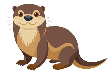 Funny Otter Illustration, Cartoon Clipart, Line Art Design with White ...