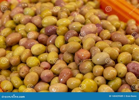Pickle Green Olive Market. Food Concept Photo Stock Image - Image of ...