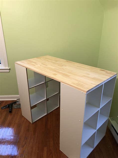 Craft Desk with 6 Cube Storage Shelves