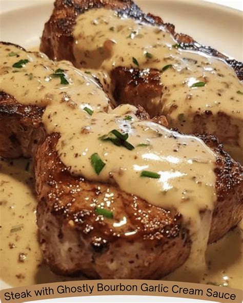 Steak with Ghostly Bourbon Garlic Cream Sauce - Recipes blog