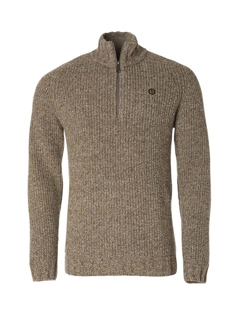 Groby Half Zip Wool Pullover Men Brown - Chevalier