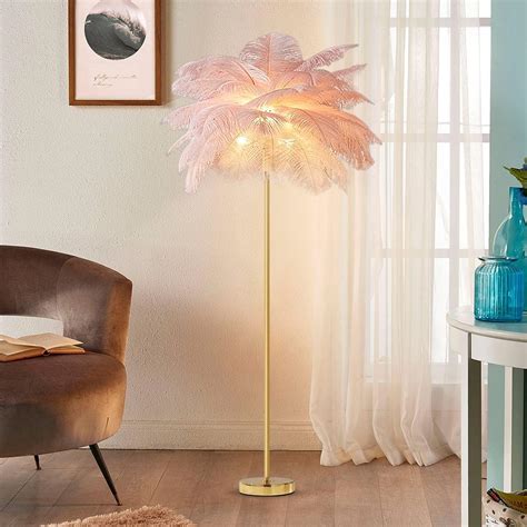 VORDERRY Ostrich Feather Floor Lamp,Simple Modern Pink Feather Lamps ...
