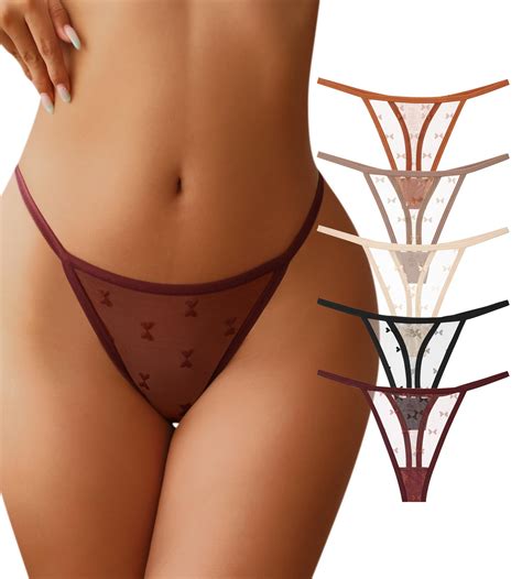 J-pone Lace Thongs for Women G-String Thongs T-back Sexy Hollow Out Low ...