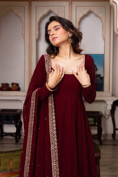 Maroon Color Faux Georgette Anarkali Suit