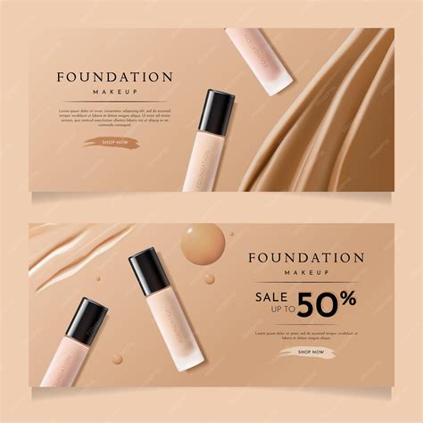 Premium Vector | Foundation makeup advertising banners template