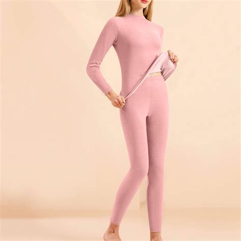 TMOYZQ Long Johns Thermal Underwear for Women Fleece Lined Base Layer ...