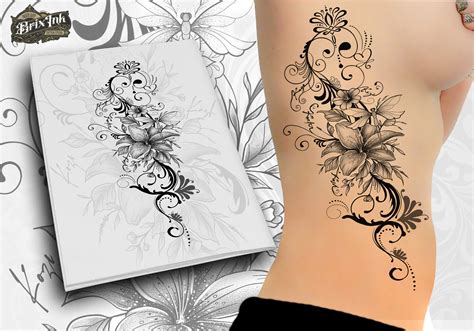 ArtStation - Custom tattoo of a tiger flower and decorative vines with ...