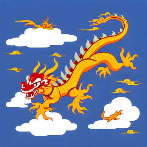 2d animated style, Chinese dragon flying, auspicious clouds - Arthub.ai
