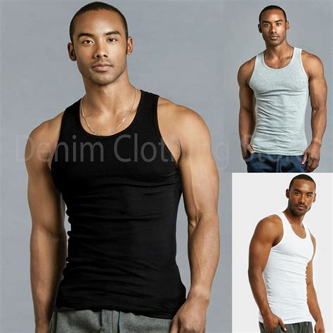 Men A-Shirt 3 6 Pack Lot Tank Top Cotton Wife Beater Ribbed Pack ...